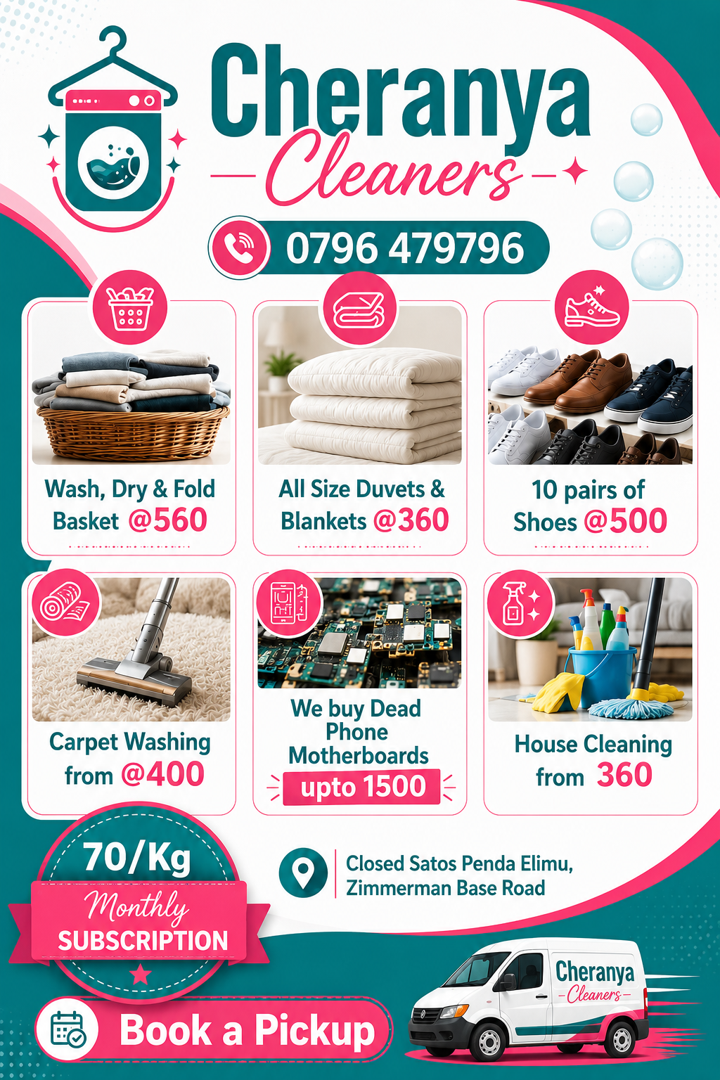 Cheranya Cleaners flyer